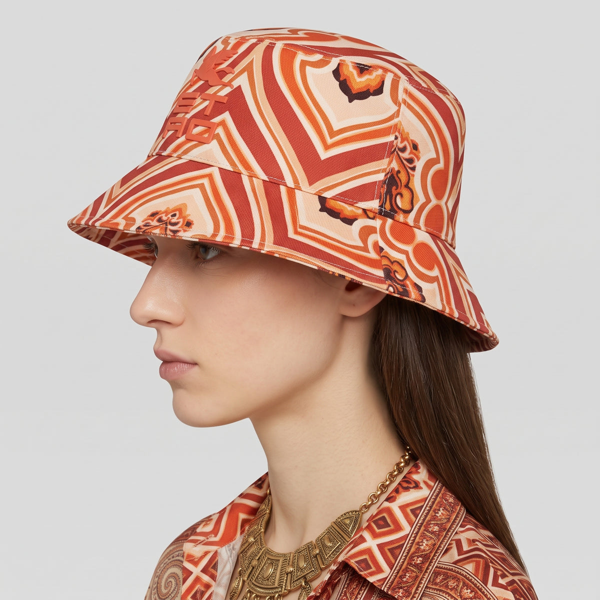 Geometric Orange Bucket Hat