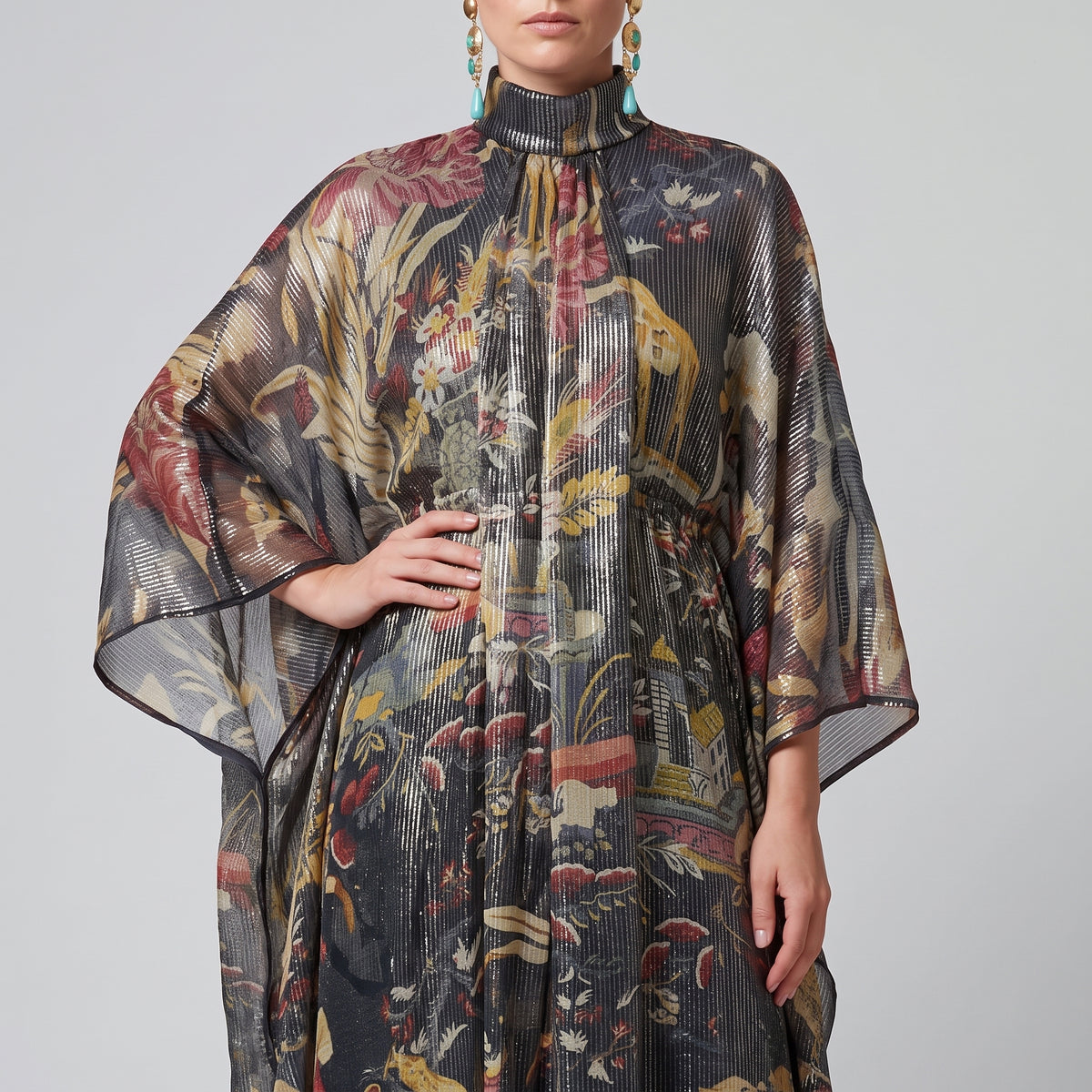 ETRO Printed High-Neck Kaftan Dress - view 2