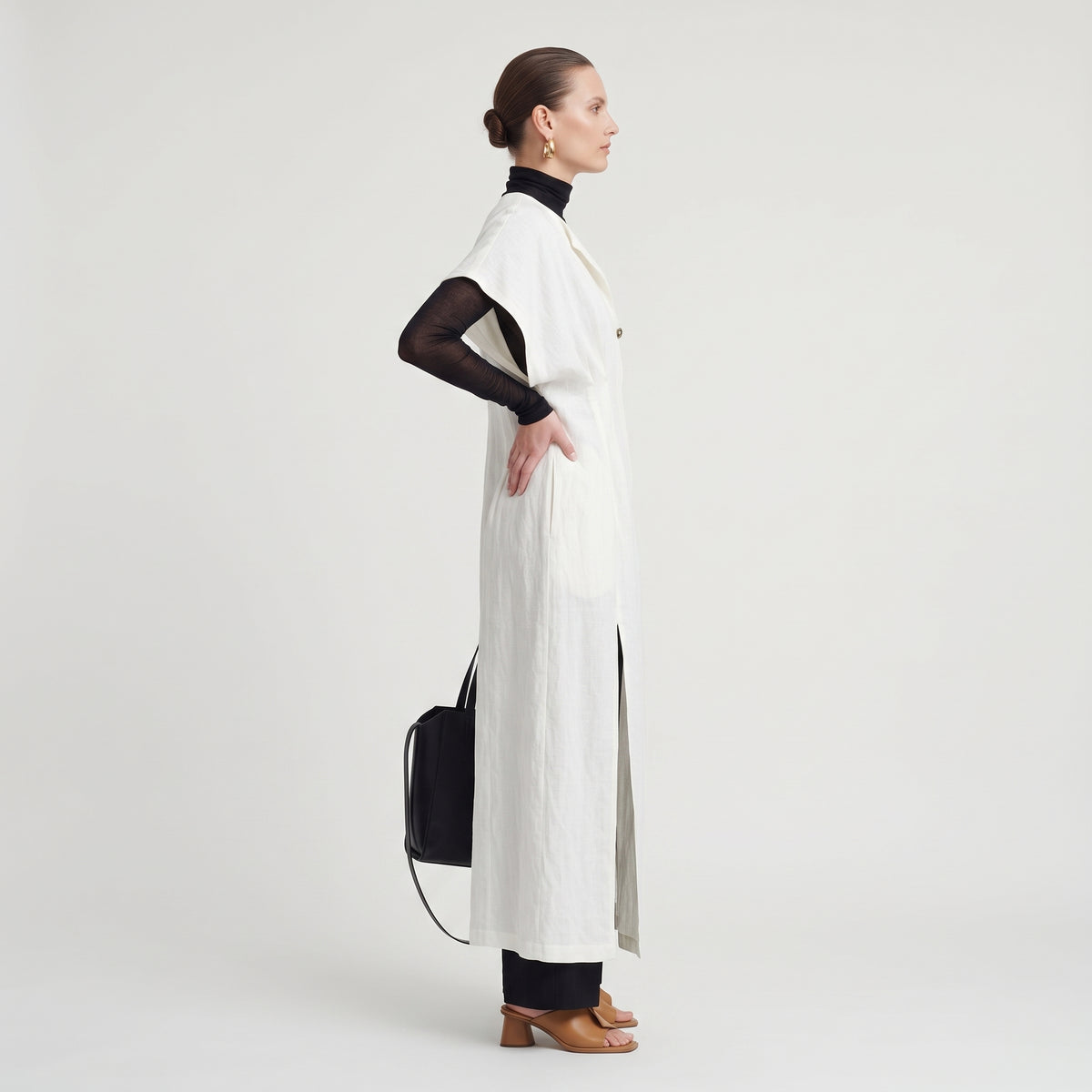 RODEBJER Elegant Pleated Linen Midi Dress - view 4