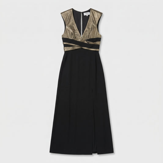 Metallic Bodice Maxi Dress