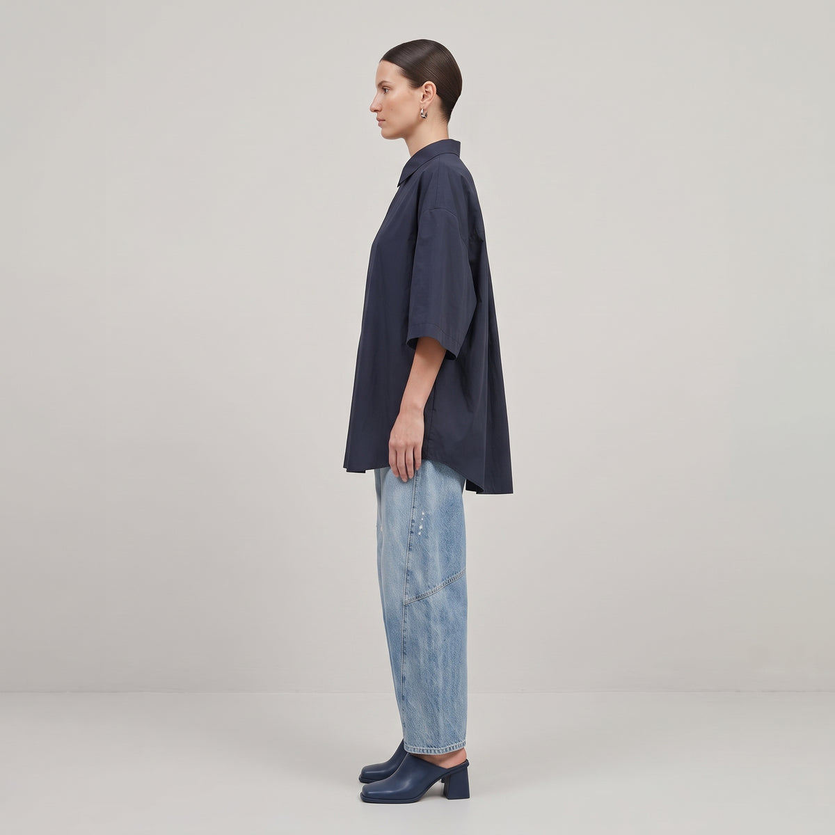Black Oversized Short Sleeve Cotton Shirt