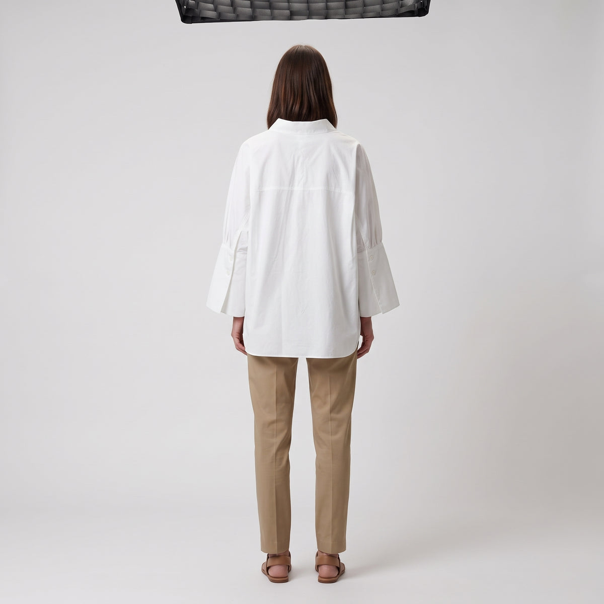Minimalist White Cotton V-Neck Blouse
