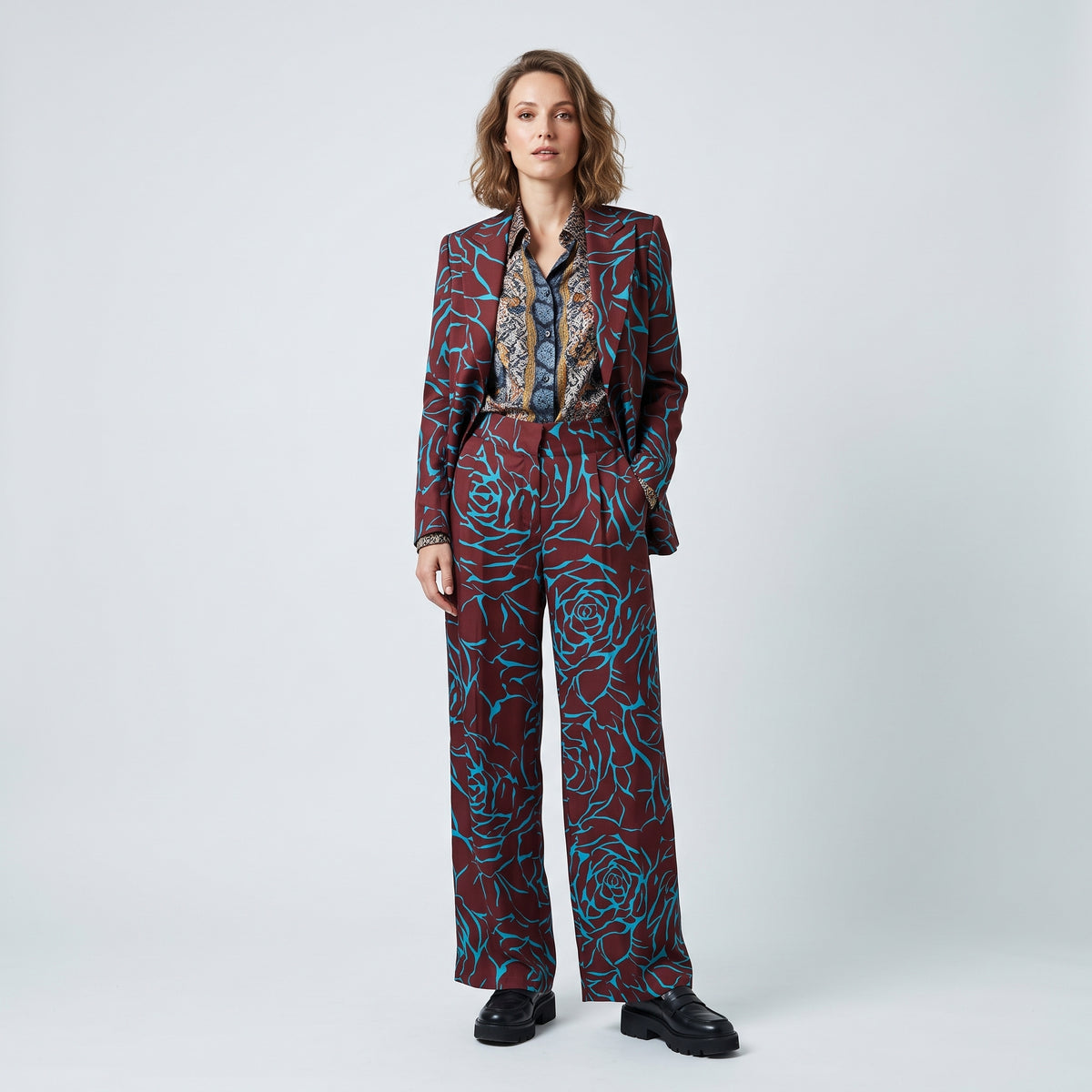 Floral Print Wide Leg Trousers