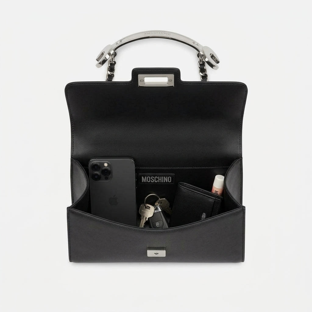MOSCHINO Elegant Black Leather Handbag - view 4