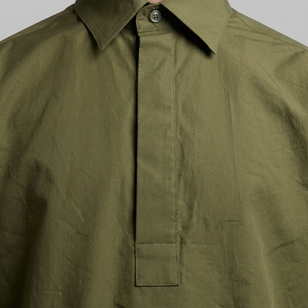 PLAN C Layered Olive Poplin Shirt Dress - view 5