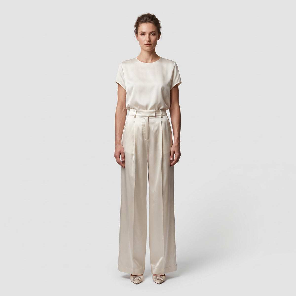 Elegant Satin Wide-Leg Trousers