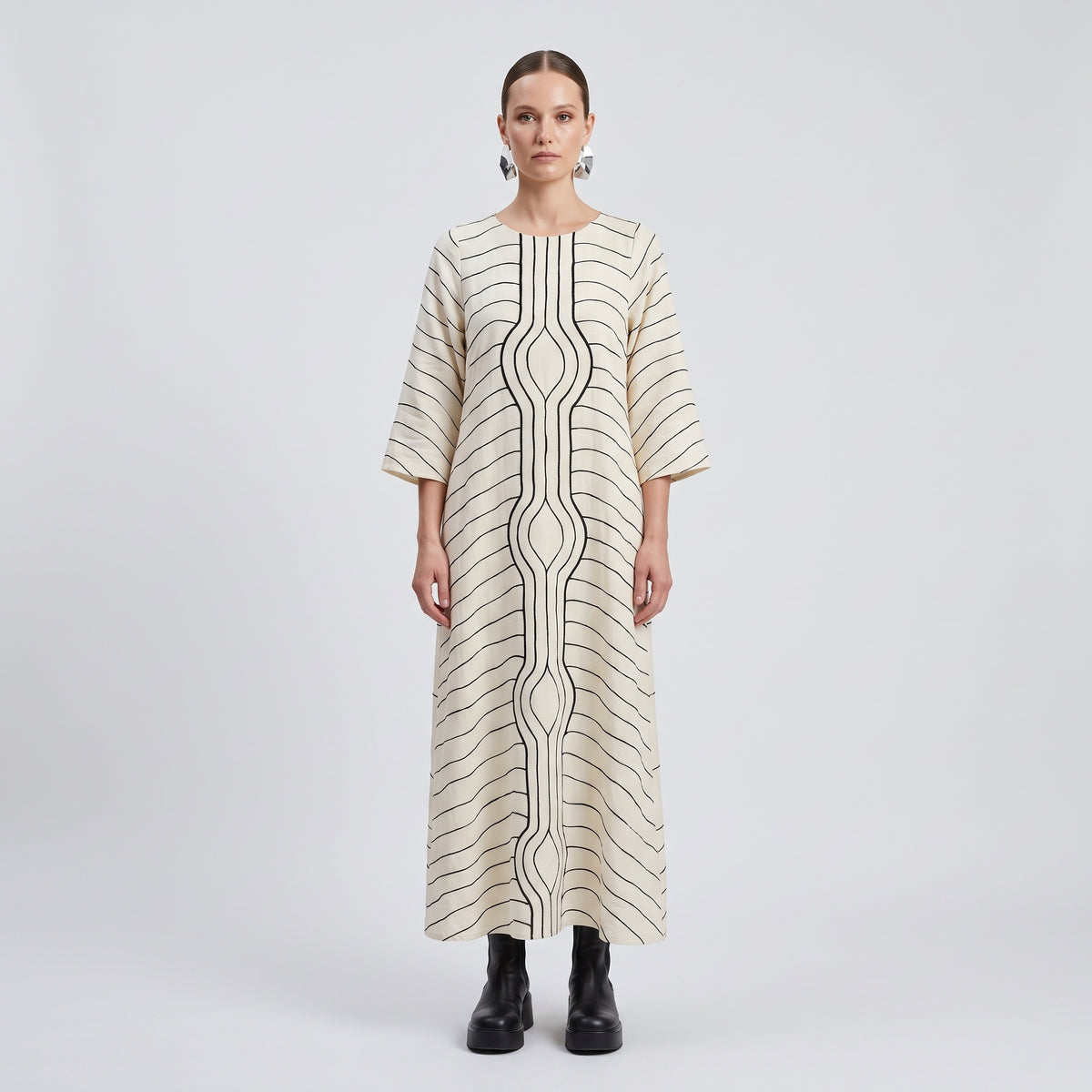 Abstract Line Midi Dress