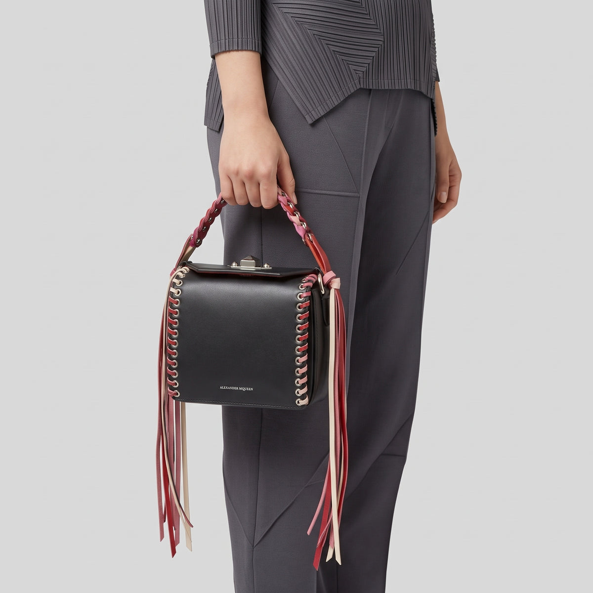 ALEXANDER MCQUEEN Whipstitch Leather Fringe Box Bag - view 3