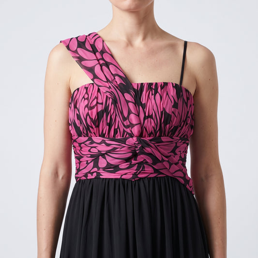 TUVANAM Fuchsia One-Shoulder Evening Dress - view 2