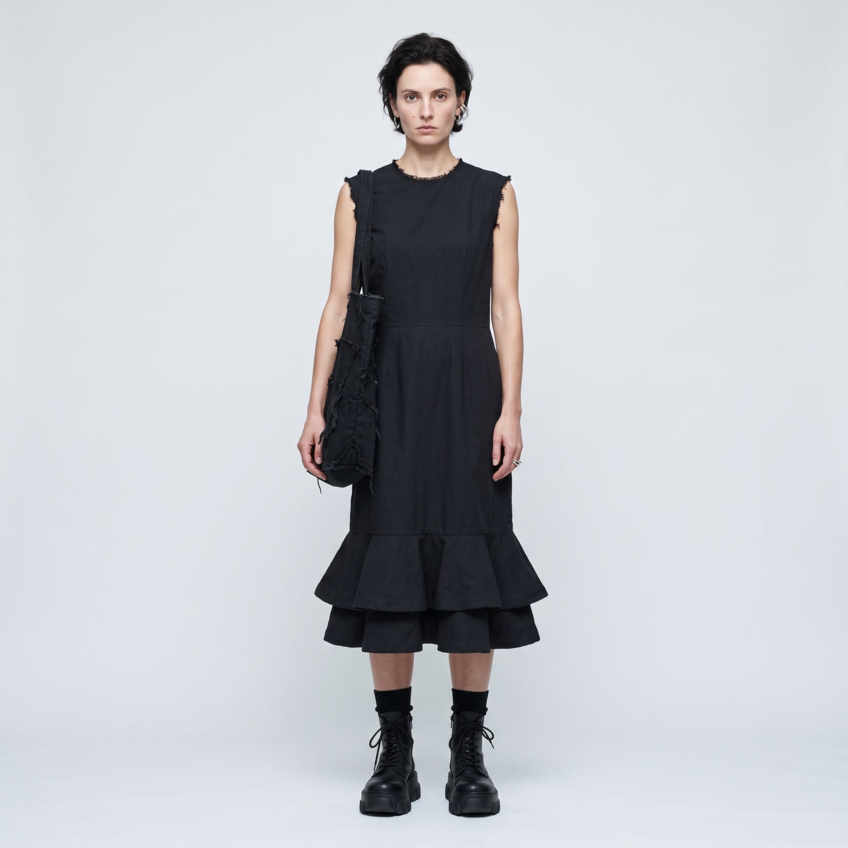COMME DES GARCONS Sleeveless Ruffled Black Dress - view 3