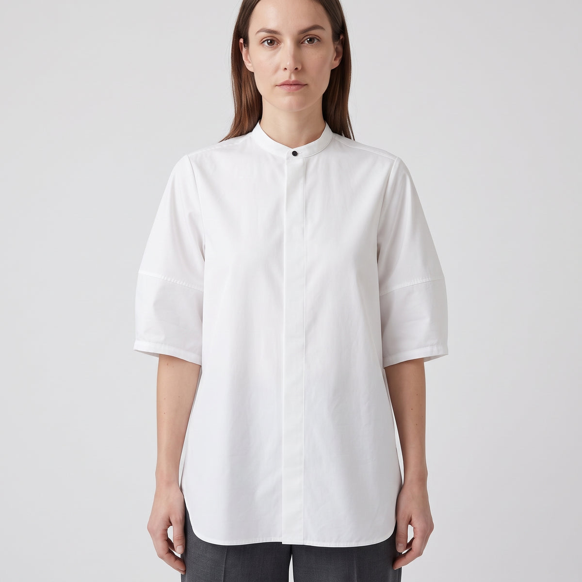 HYKE Minimalist Band Collar Blouse - view 2