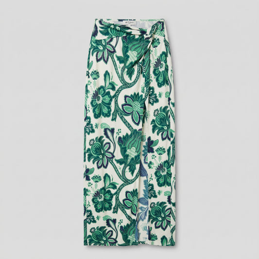 ETRO Green Floral Wrap Midi Skirt