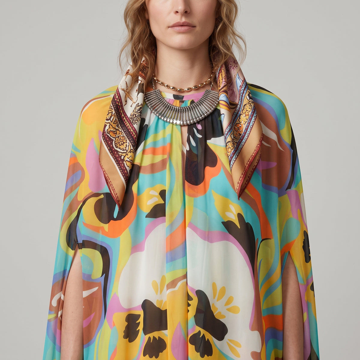 ETRO Psychedelic Floral Silk Kaftan Dress - view 2