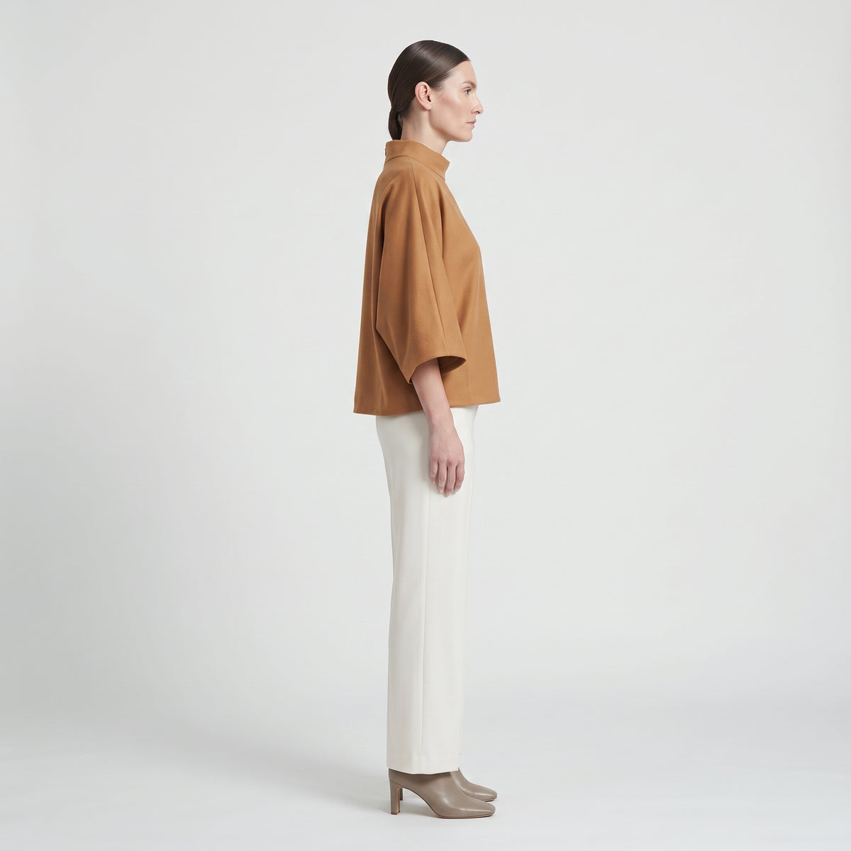 NATAN Elegant Camel Funnel Neck Top - view 3