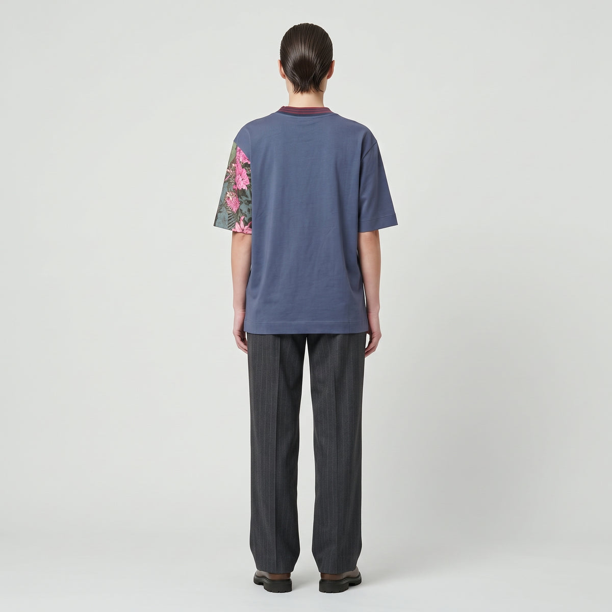 DRIES VAN NOTEN Navy Patchwork Sleeve T-Shirt - view 4