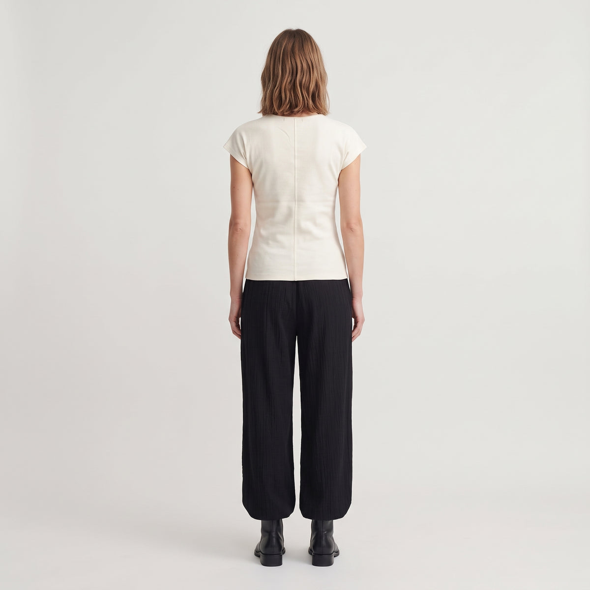 Ribbed Off White Crewneck Bodysuit