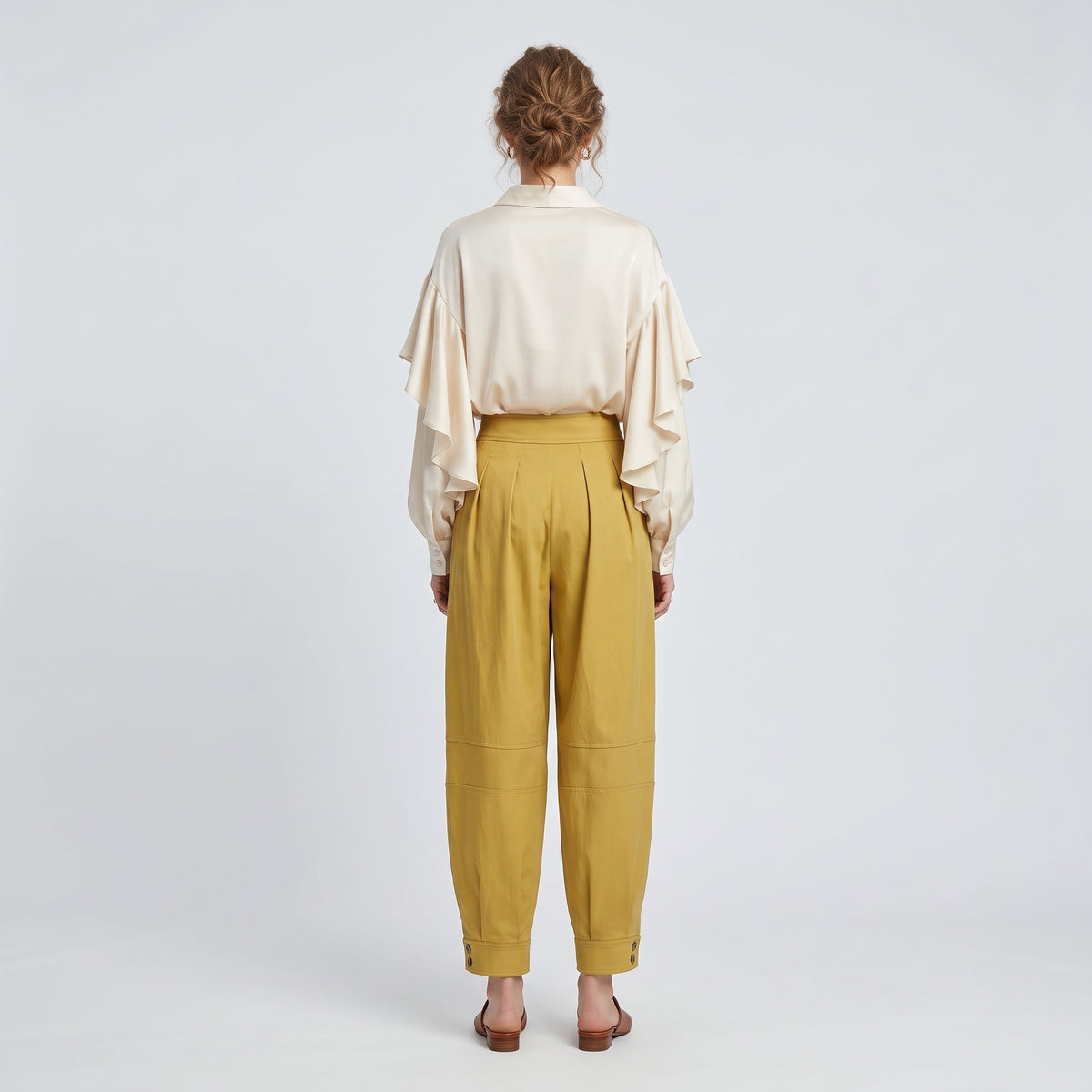 High-Waisted Pleated Tapered Pants
