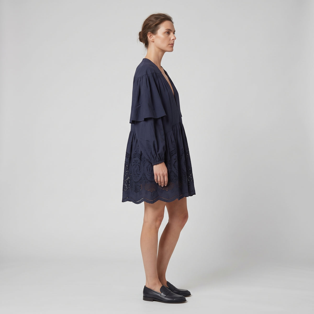 STELLA MCCARTNEY Navy Broderie Anglaise V-Neck Tunic - view 4
