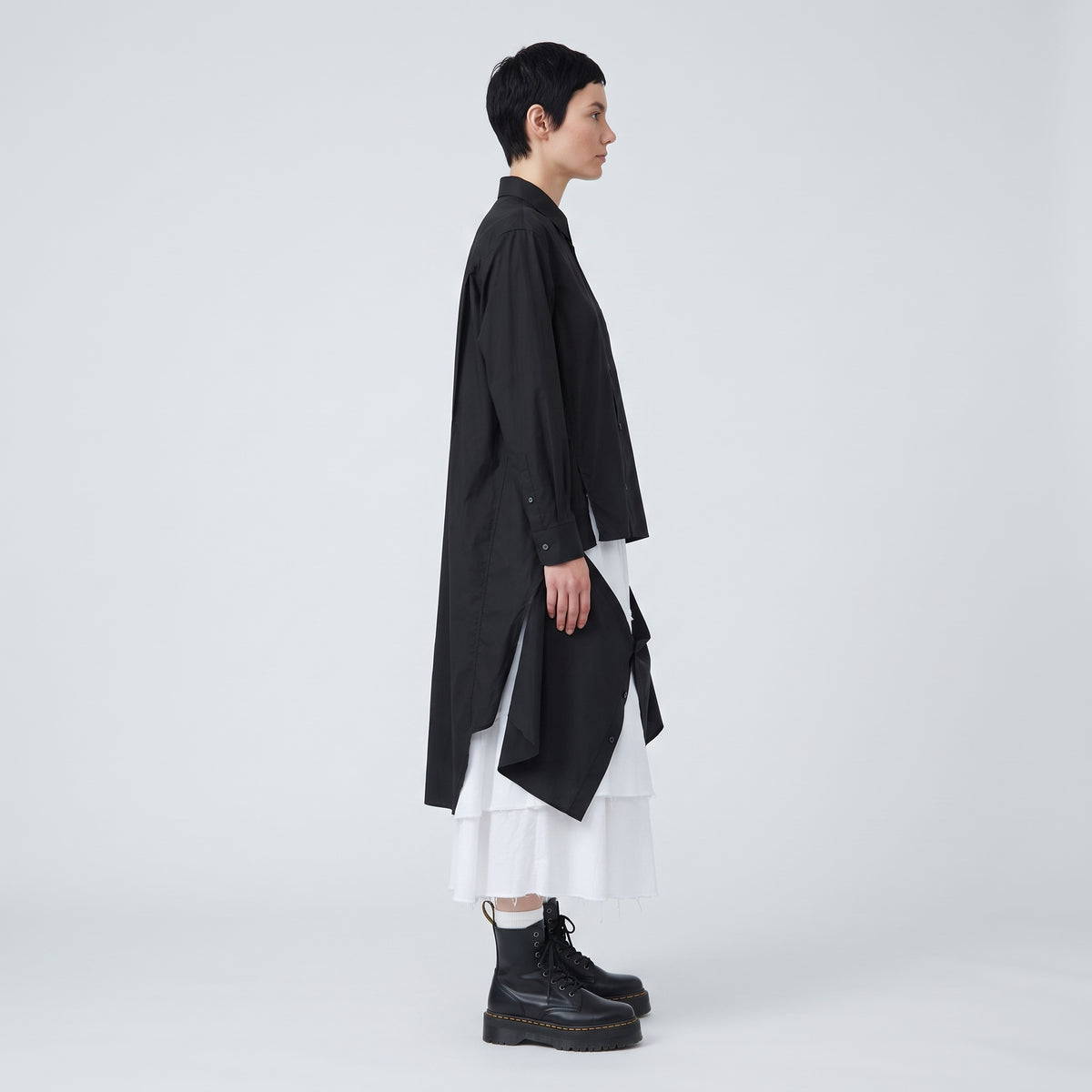 COMME DES GARCONS Asymmetric Layered Cotton Shirt - view 4