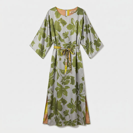 Floral Print Kimono Midi Dress