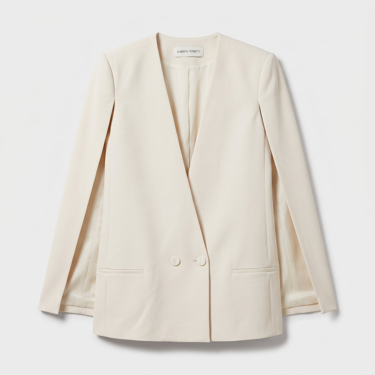 ALBERTA FERRETTI Ivory Cape Sleeve Blazer