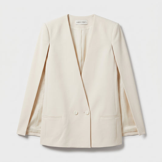 ALBERTA FERRETTI Ivory Cape Sleeve Blazer