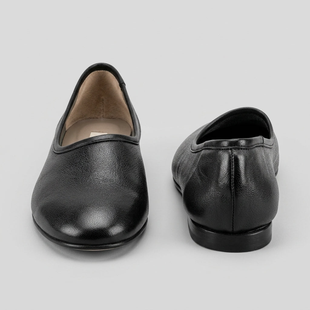 Minimalist Black Leather Slip-Ons
