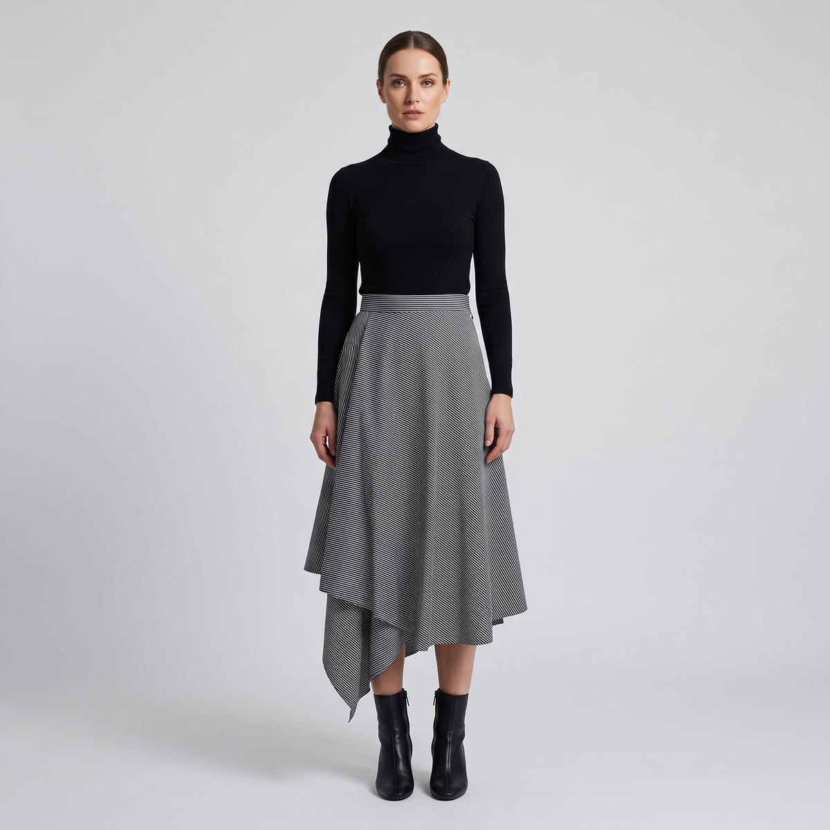 MYKKE HOFMANN Striped Asymmetrical Midi Skirt - view 3