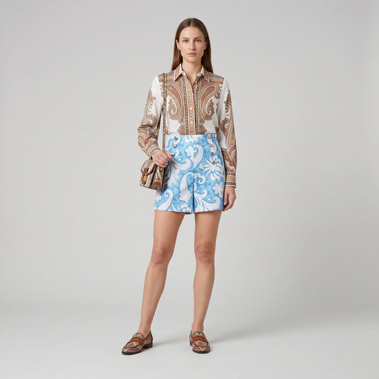 ETRO Blue Printed Sailor Shorts - view 2
