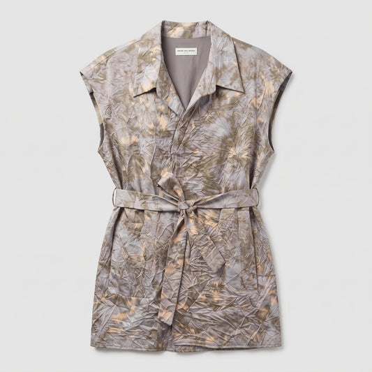 DRIES VAN NOTEN Crinkle Printed Belted Vest