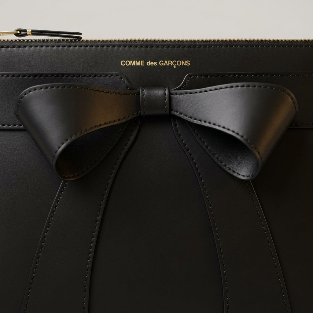CDG WALLET Large Leather Bow Zip Wallet - view 4