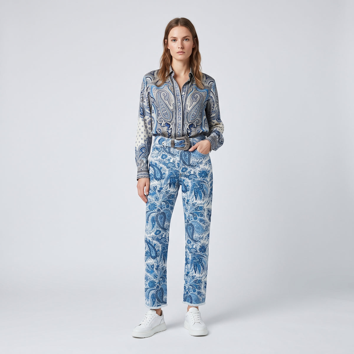 ETRO Paisley Print Denim Jeans - view 3