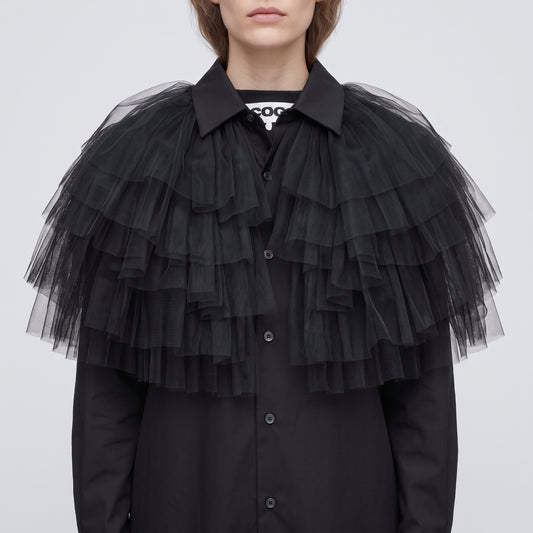COMME DES GARCONS Ruffled Tulle Collar Shirt Dress - view 2