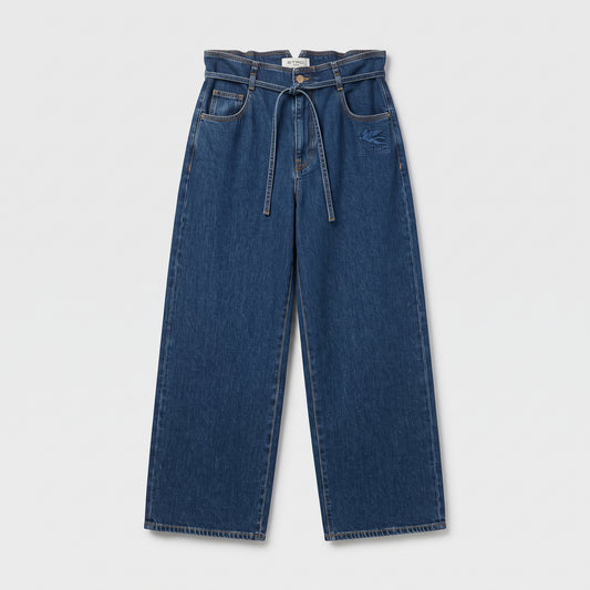 High-Waisted Wide-Leg Denim Jeans