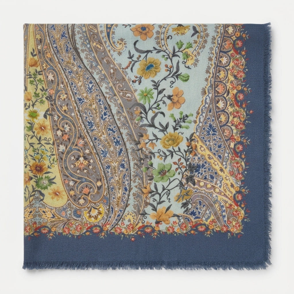 ETRO Paisley Floral Silk Wool Scarf