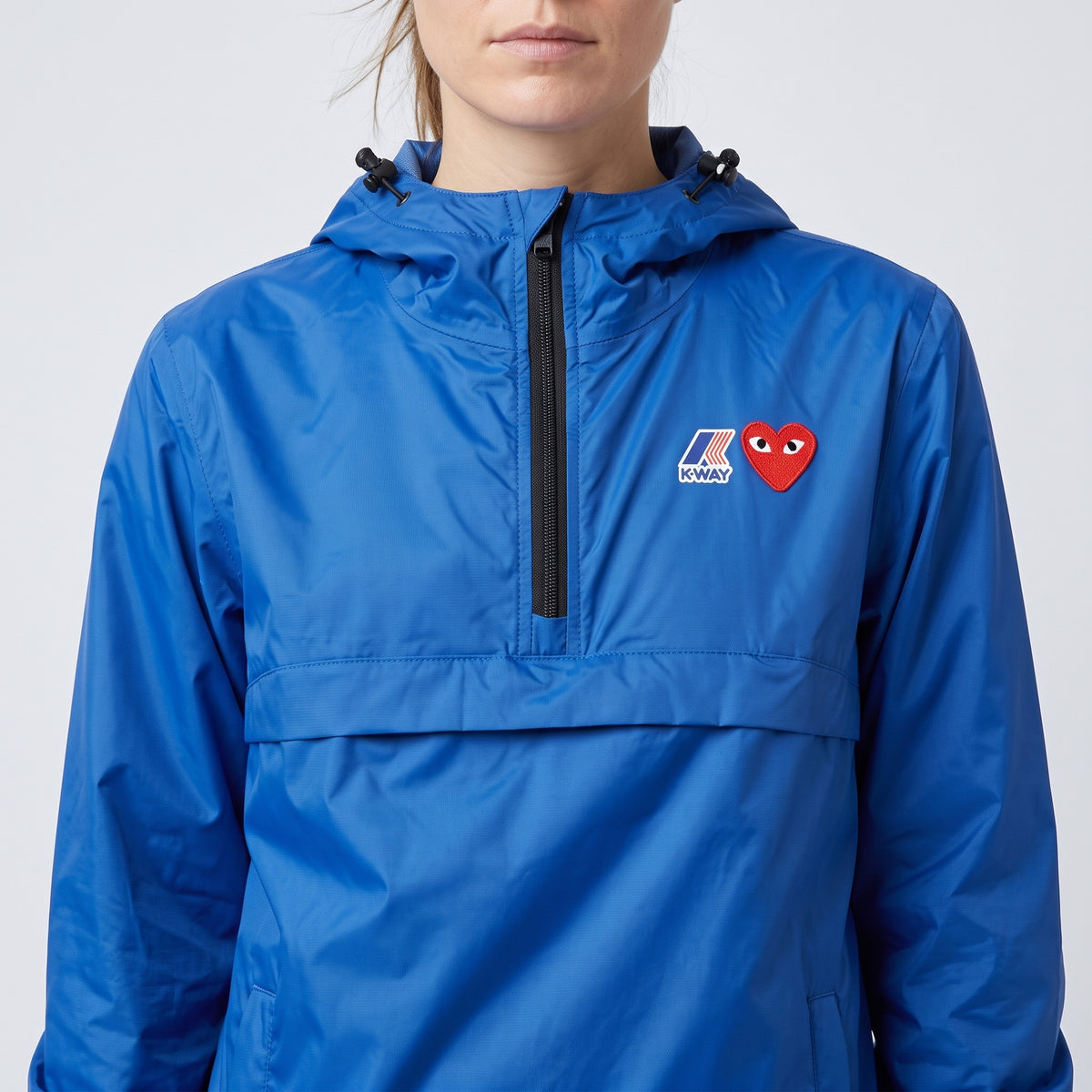 PLAY COMME DES GARCONS Blue Half-Zip Hooded Jacket KWAY X CDG PLAY - view 2