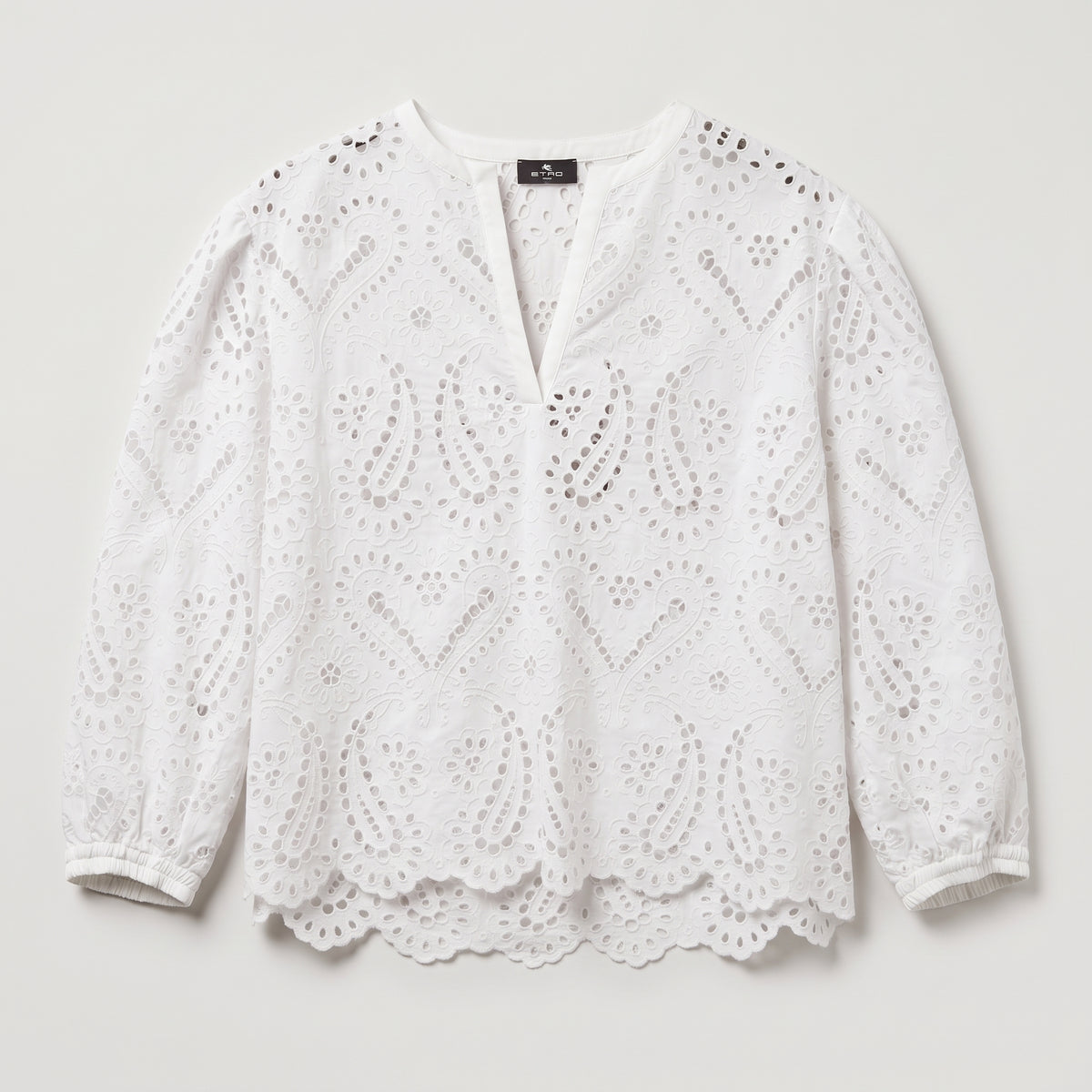 ETRO White Paisley Eyelet Blouse