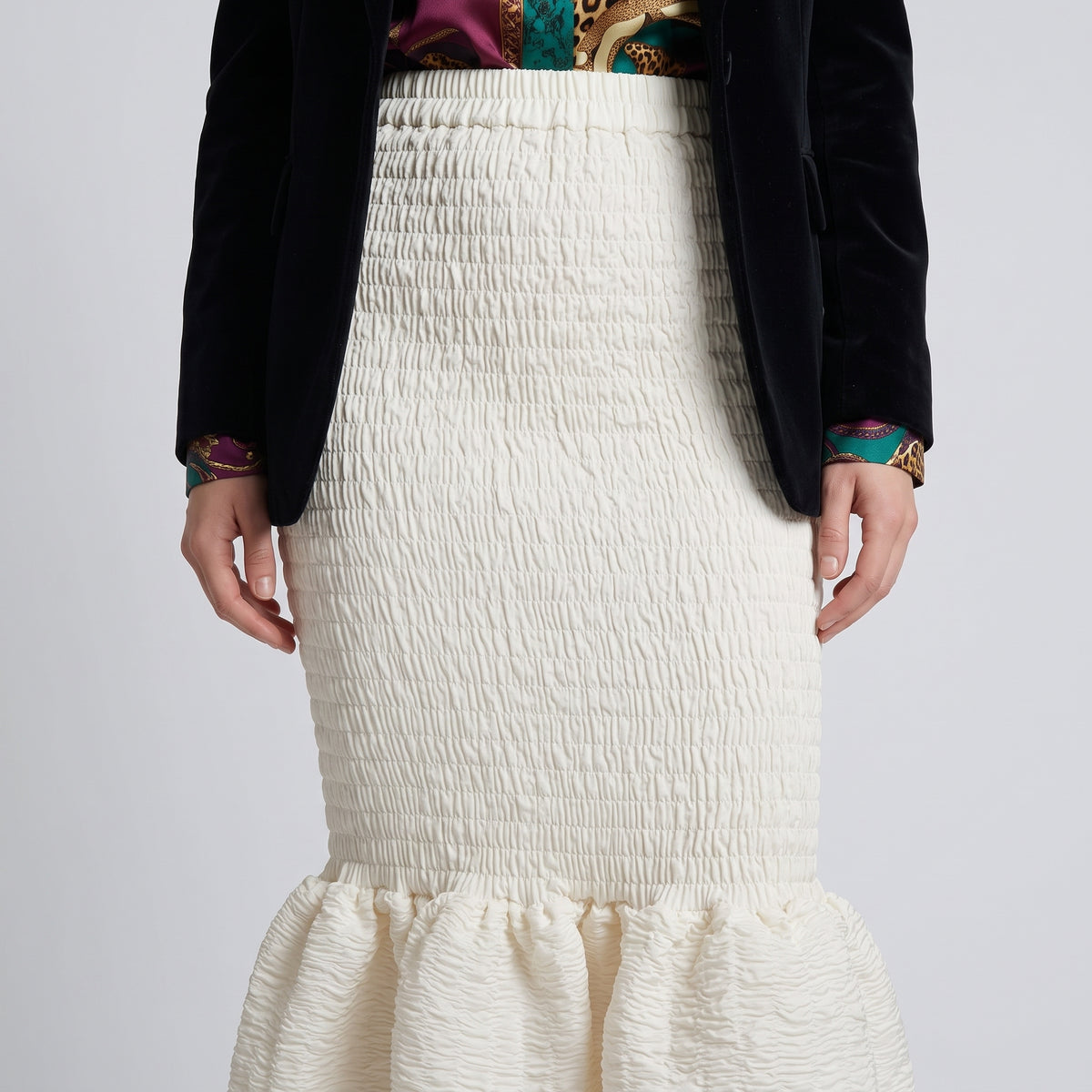DRIES VAN NOTEN Smocked Cotton Mini Skirt - view 2