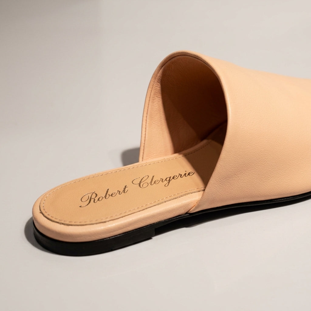 Light Pink Leather Slide Sandals