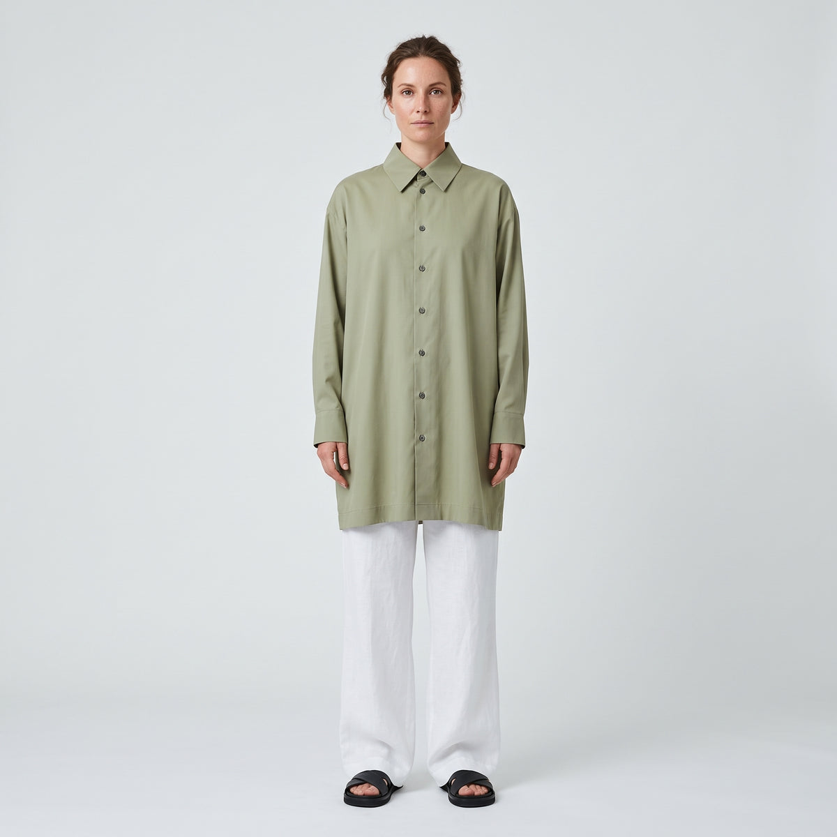 Oversized Greensand Button-Down Shirt