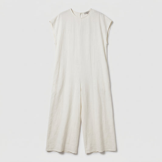 Minimalist White Linen Jumpsuit