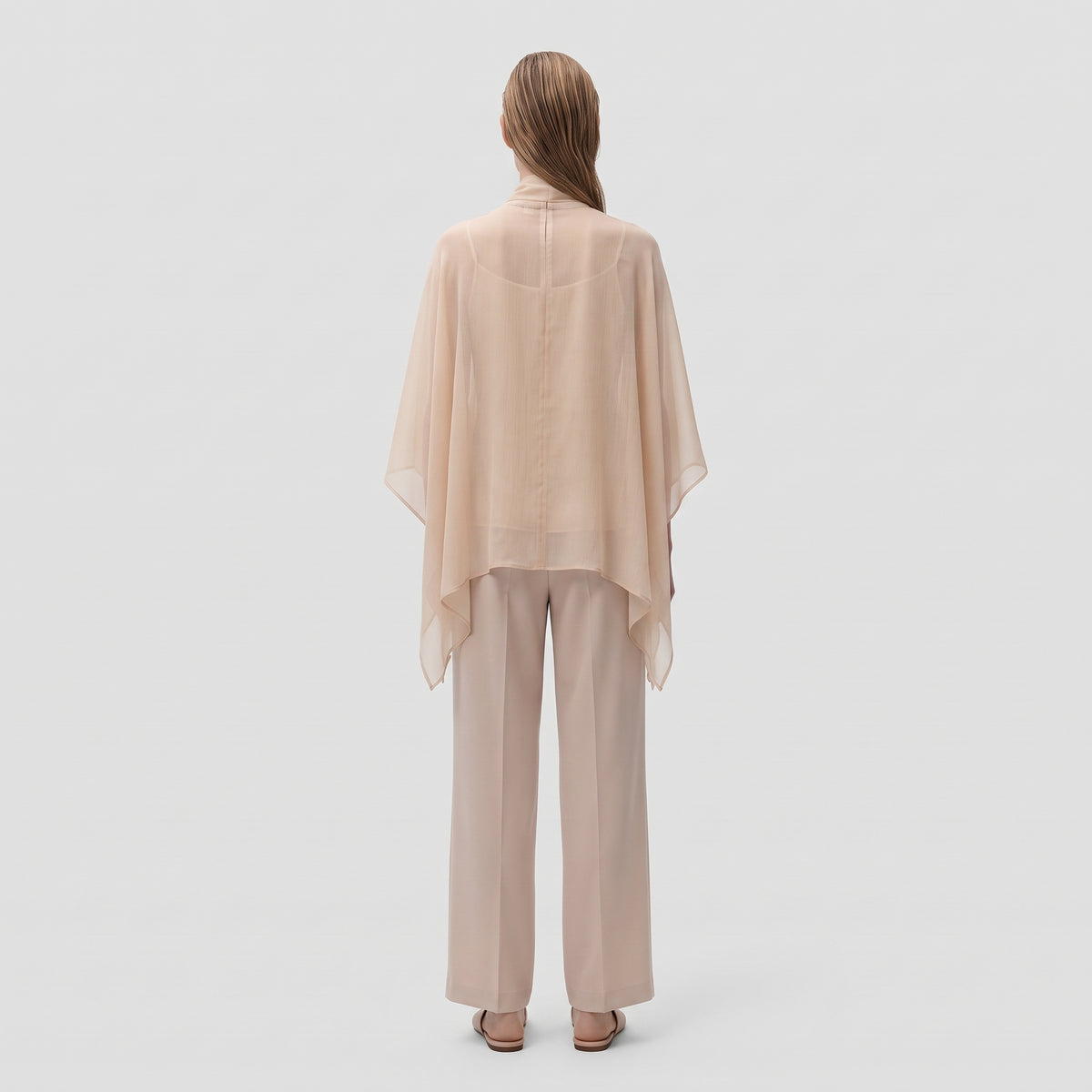 Powder Pink Chiffon Cape Top
