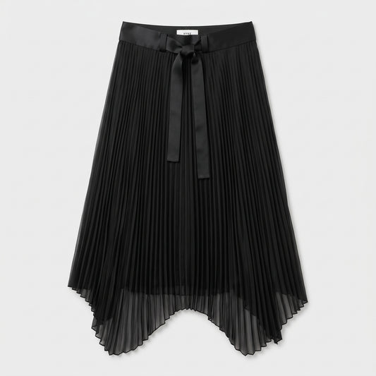 Asymmetric Pleated Midi Skirt