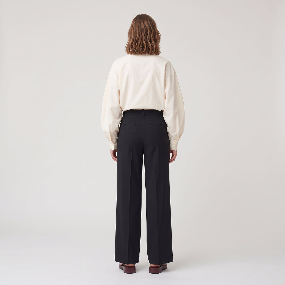 RODEBJER Tailored Wide Leg Black Trousers - view 5