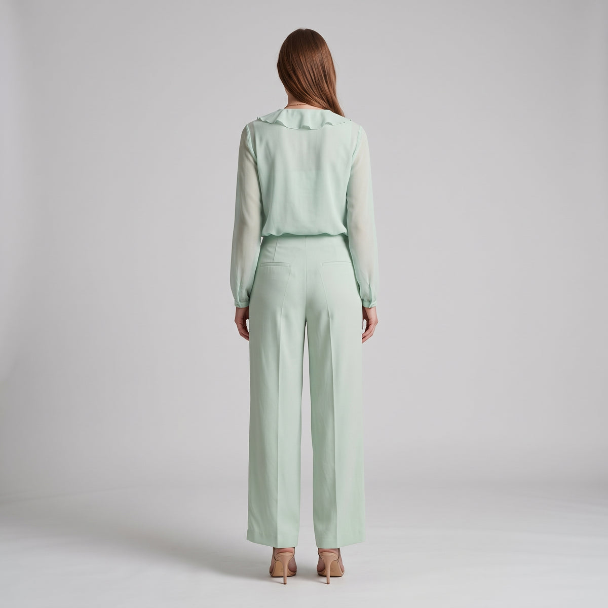 ALBERTA FERRETTI Sage Green Wide-Leg Trousers - view 2