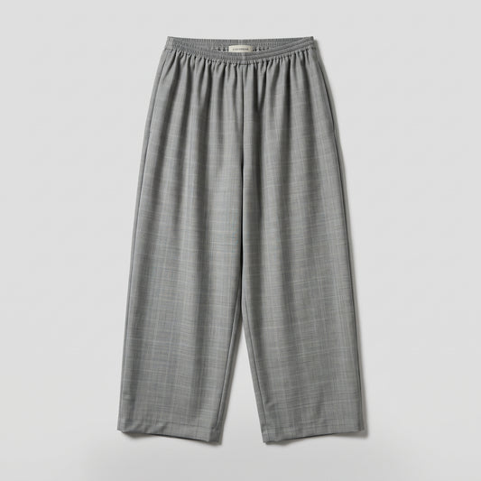 Grey Plaid Wide Leg Trousers