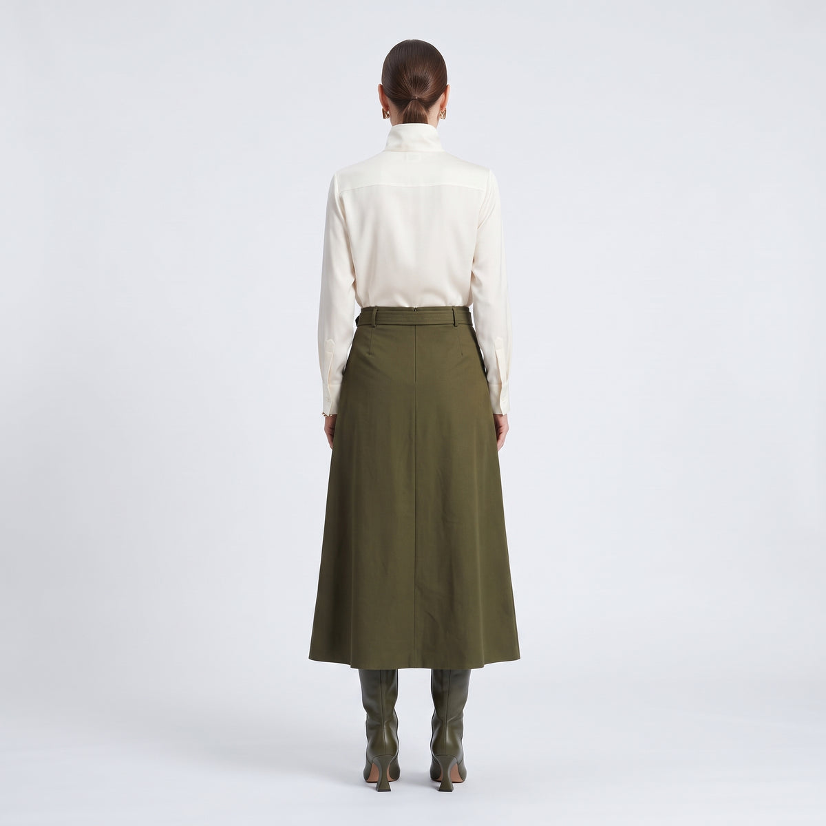 NATAN Belted Olive Green Midi Skirt - view 4