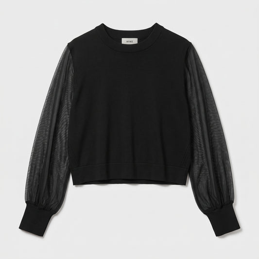 Sheer Sleeve Knit Top