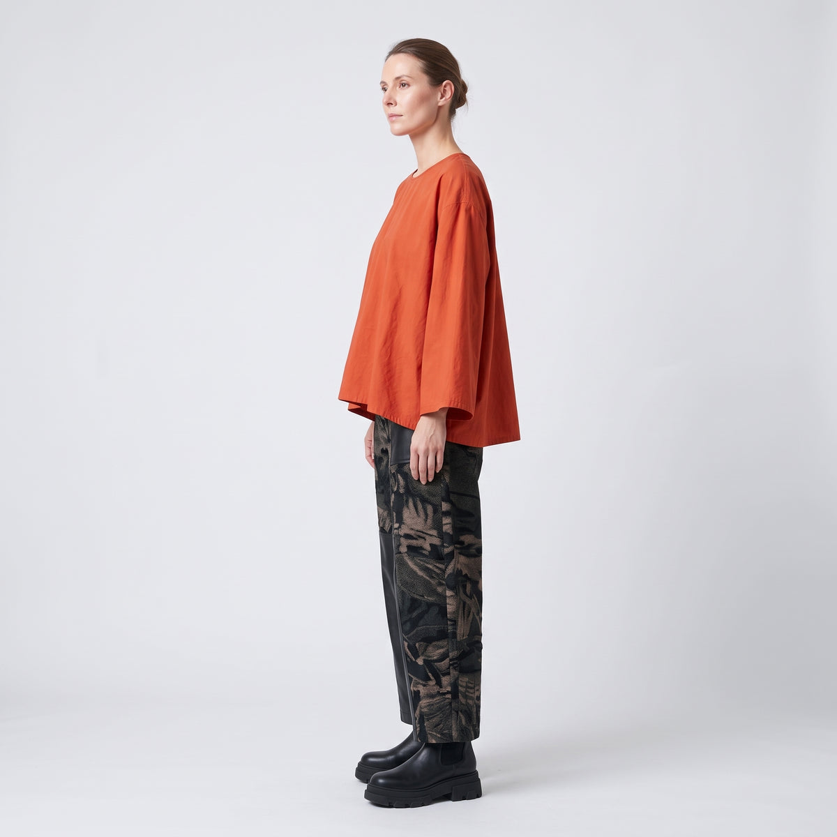 DUSAN Oversized Rust Cotton Top - view 4