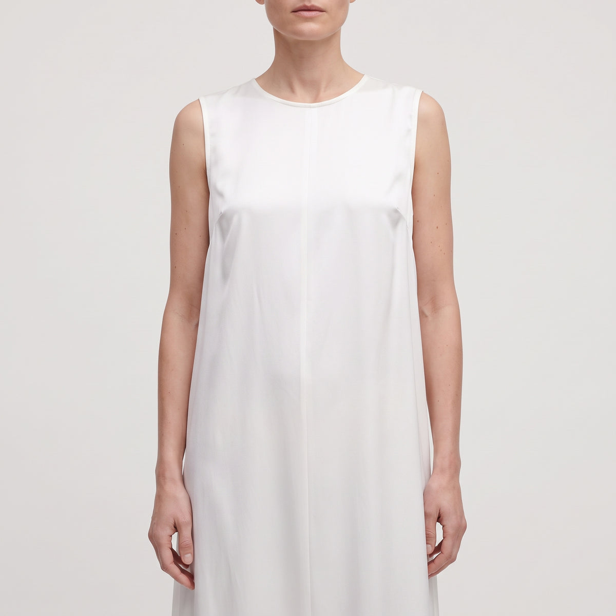MIIN Sleeveless White Satin Maxi Dress - view 2